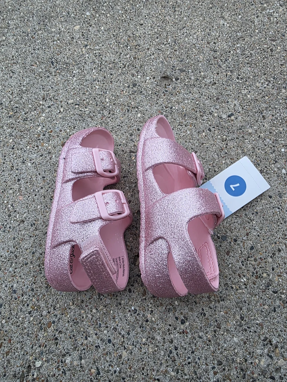 Cat & Jack Pink Glitter Girls' Double-Buckle Sandals Toddler 7